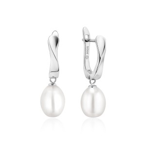 Cercei argint cu perla naturala alba si tortita DiAmanti SK24102EL_W-G (Argint 925‰ 2,7 g.)